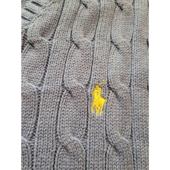 Vintage Polo Ralph Lauren Sweater Vest Womens XS Blue Cable Knit Cotton Logo - Picture 3 of 4